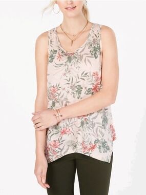 Style & Co Floral Scoop Neck Sleeveless Tank Top
